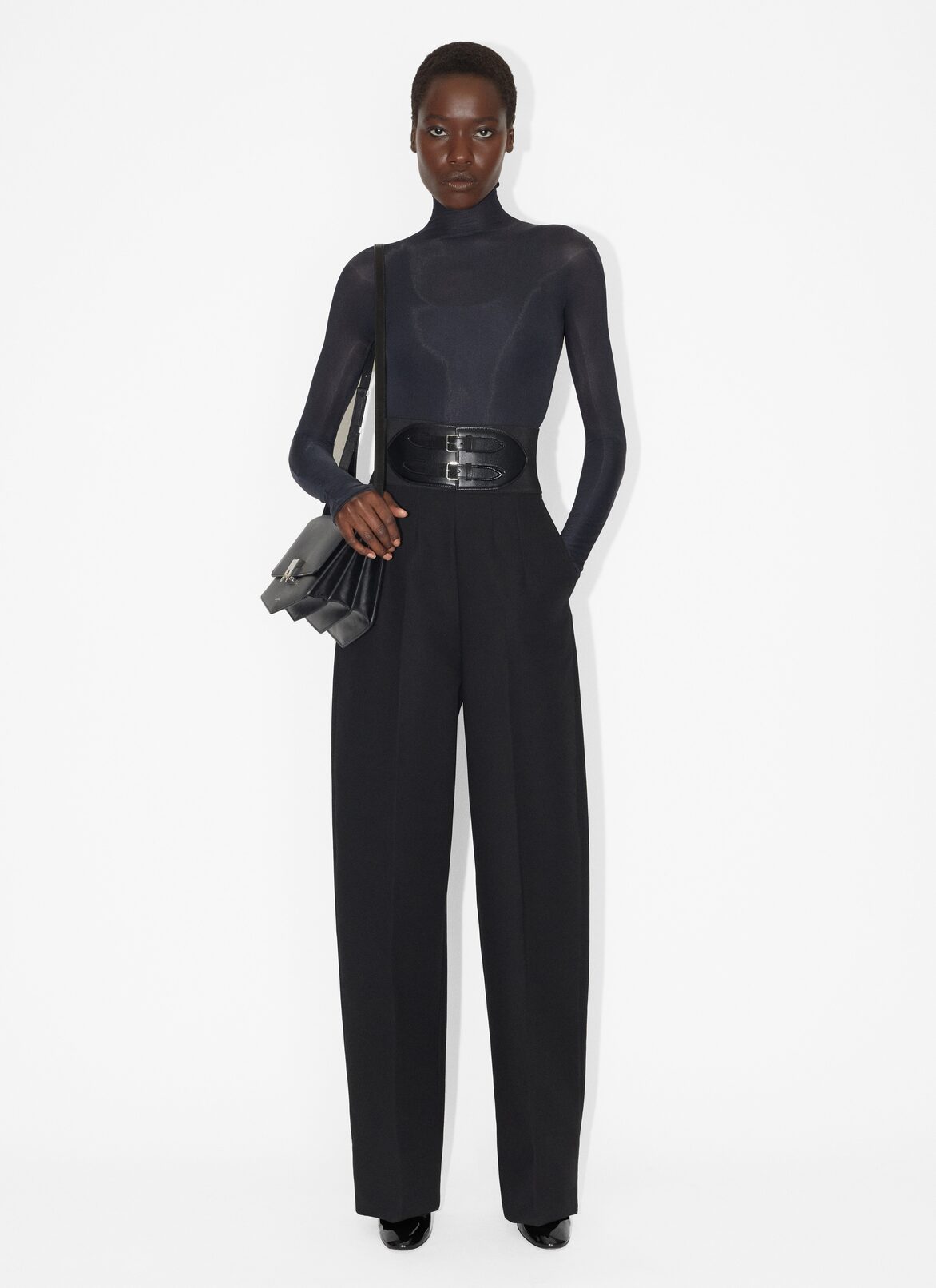 Belted trousers ALAÏA BLACK BELTED TROUSERS